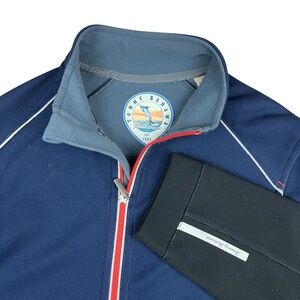 Tommy Bahama Sweater Mens Small Black Blue Paradise Tech Full Zip Fleece‎ Jacket